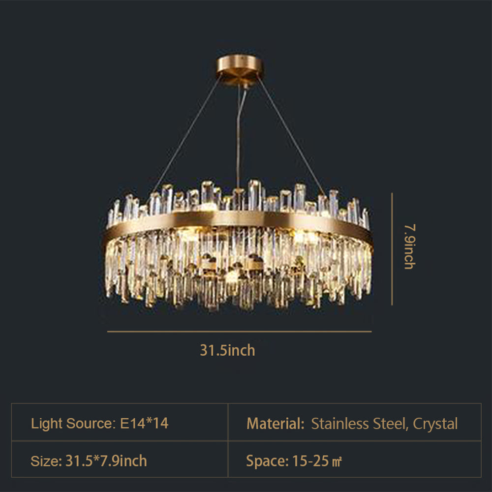 Round Ring Crystal Chandelier Luxury Modern Ceiling Fixtures Light For Living And Dining Room