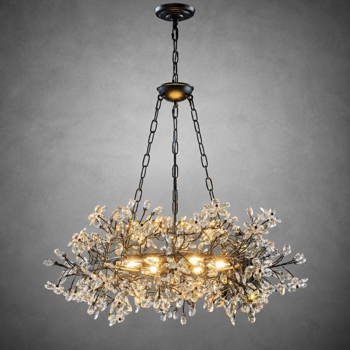 Rowan Twig Round Black Chandelier 31.5"D