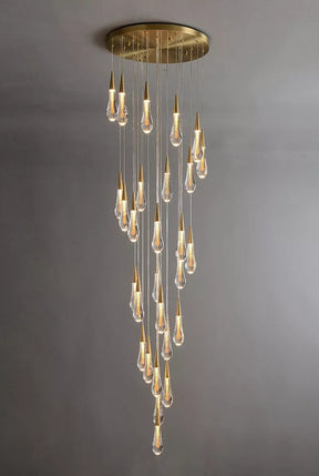 Modern Cascade Raindrop Round Spiral Crystal Chandelier for Staircase/Foyer