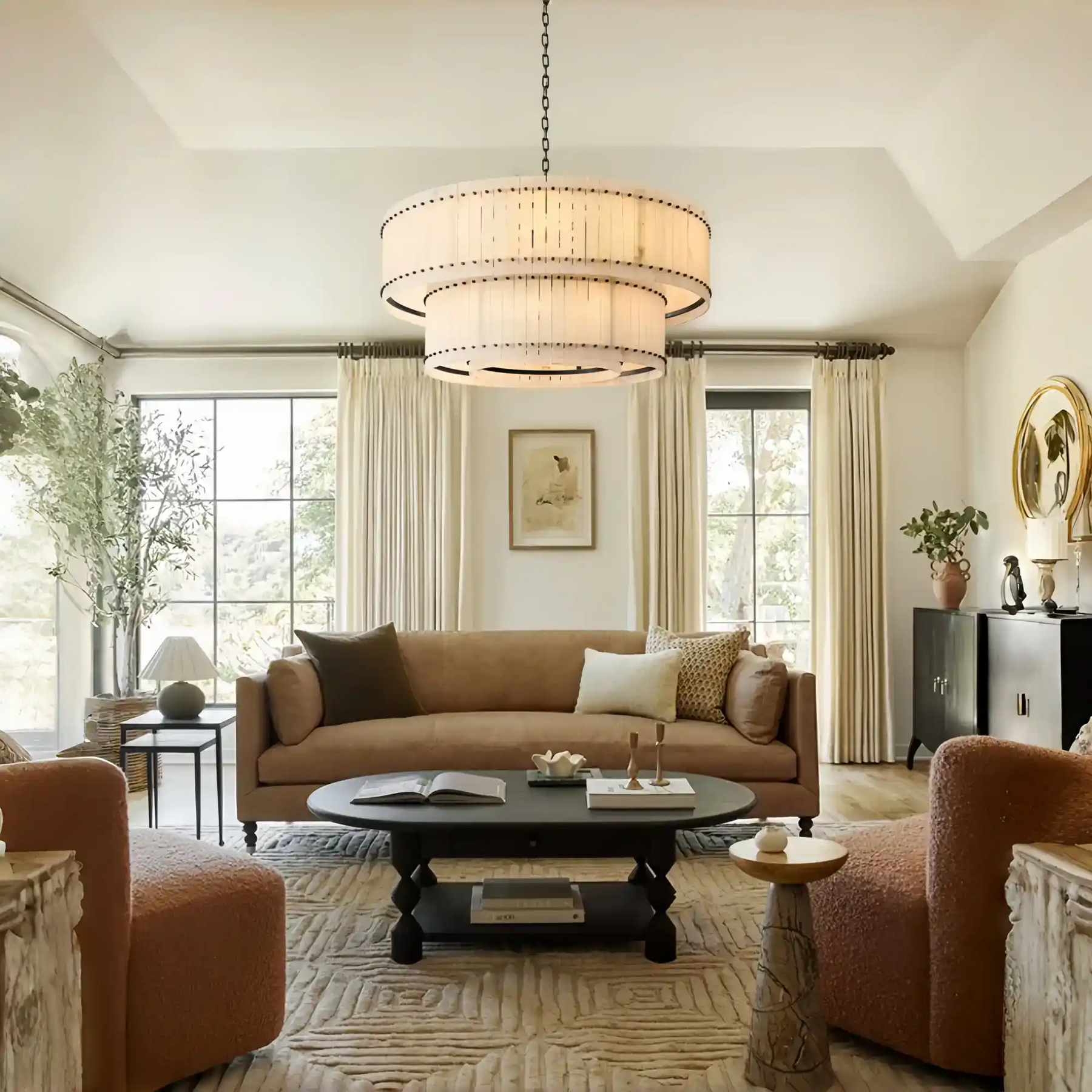 Lux Marcus Alabaster Round Tiered Chandelier