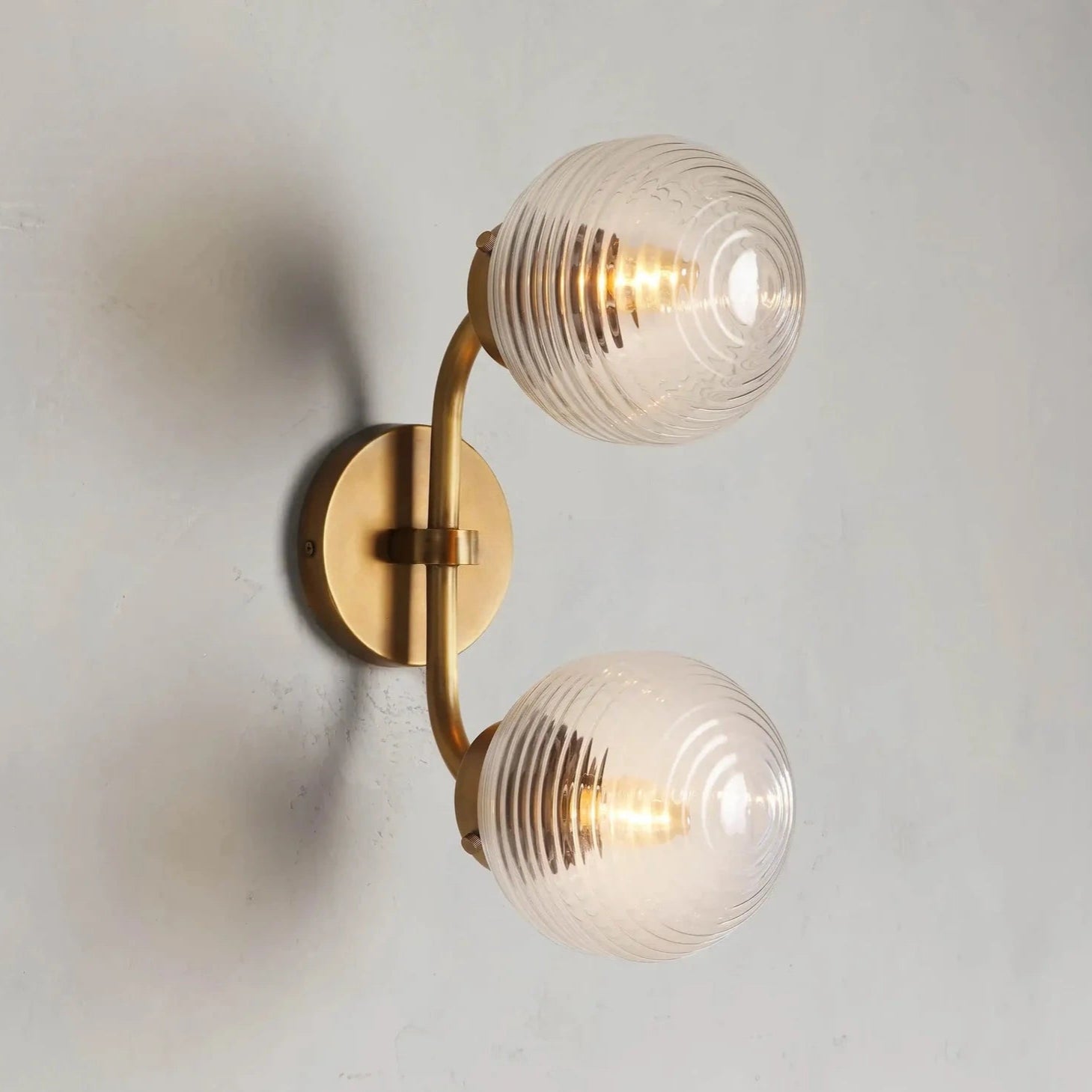 Sayre Linear Glass Globe Two Head Wall Sconce