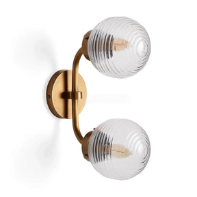 Sayre Linear Glass Globe Two Head Wall Sconce