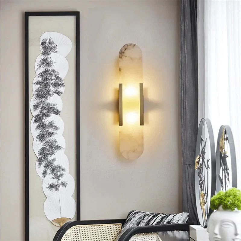 Eartha Modern Alabaster Bedroom Sconce, Indoor Wall Light