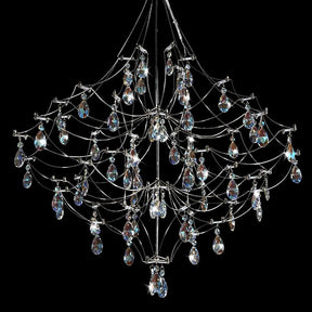 Silver 31.5" Round Crystal Raindrop Chandelier for Modern Homes