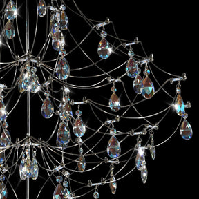 Silver 31.5" Round Crystal Raindrop Chandelier for Modern Homes