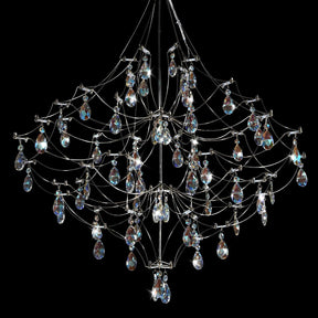 Silver 31.5" Round Crystal Raindrop Chandelier for Modern Homes
