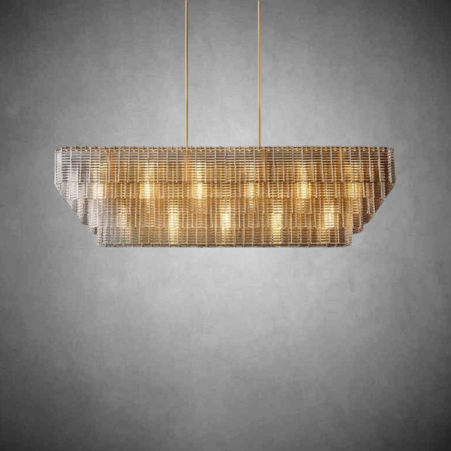 Sireno Clear Glass Rectangular Chandelier 59" 77"