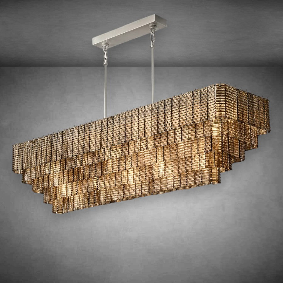Sireno Smoke Glass Rectangular Chandelier 59" 77"