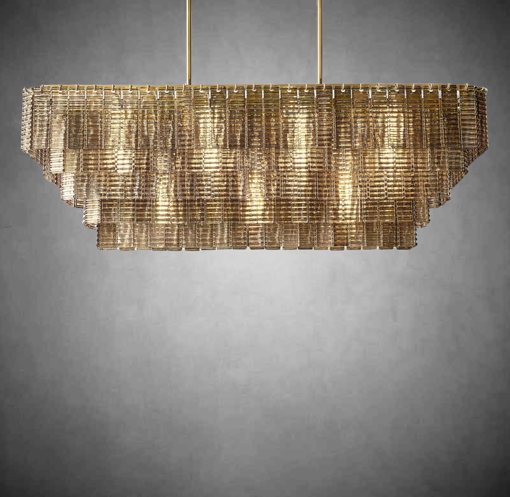 Sireno Smoke Glass Rectangular Chandelier 59" 77"