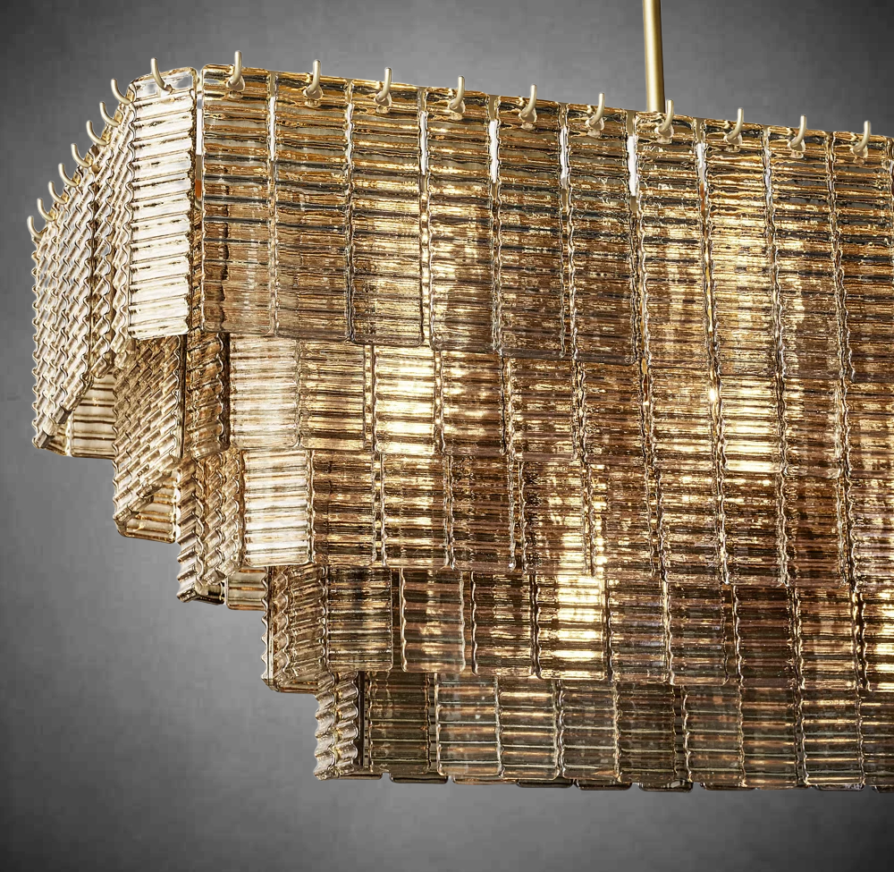 Sireno Smoke Glass Rectangular Chandelier 59" 77"