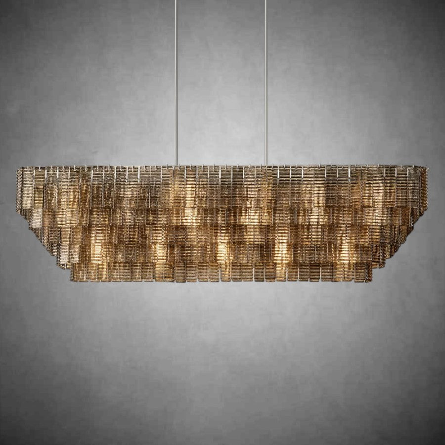 Sireno Smoke Glass Rectangular Chandelier 59" 77"