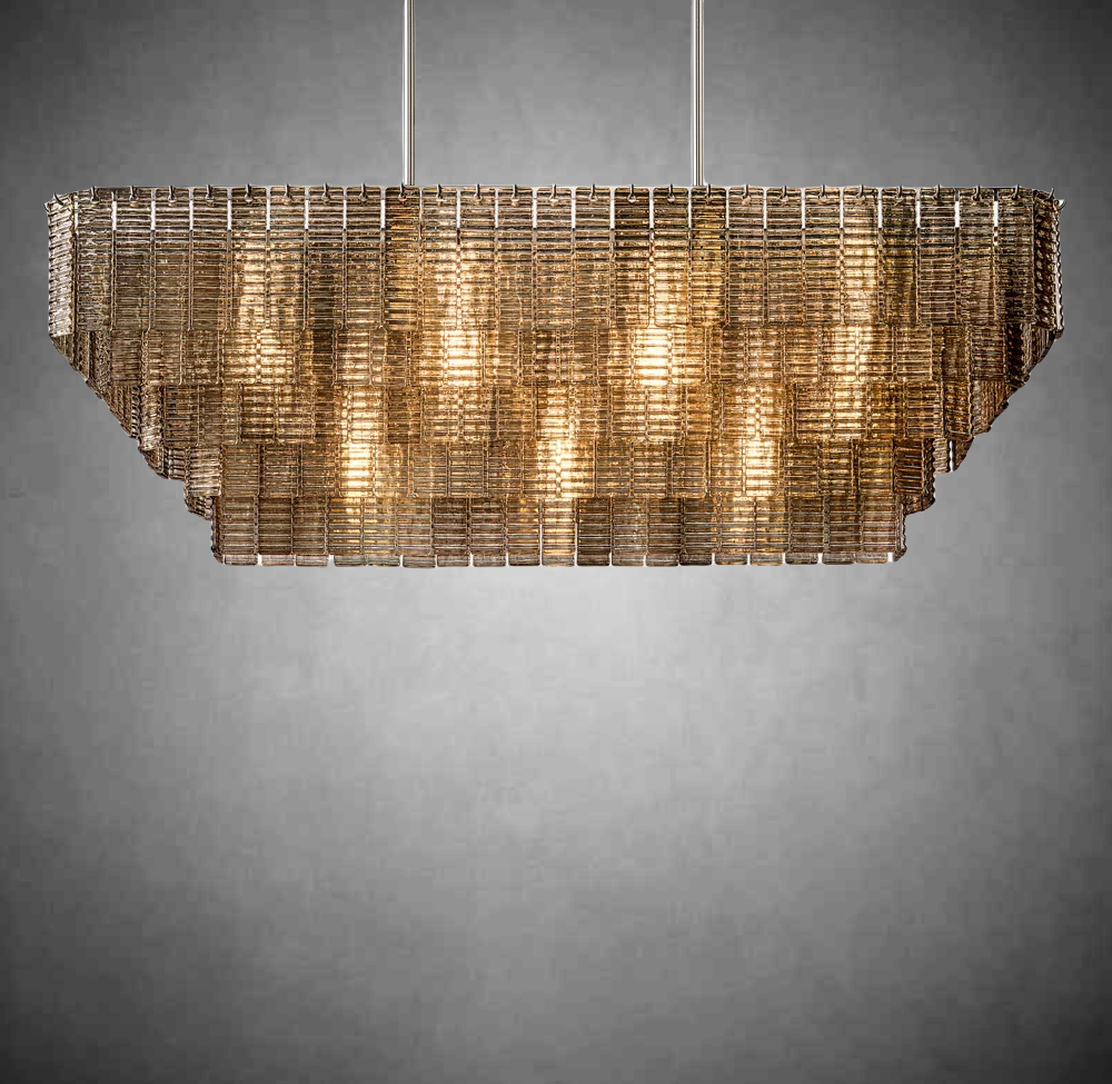 Sireno Smoke Glass Rectangular Chandelier 59" 77"