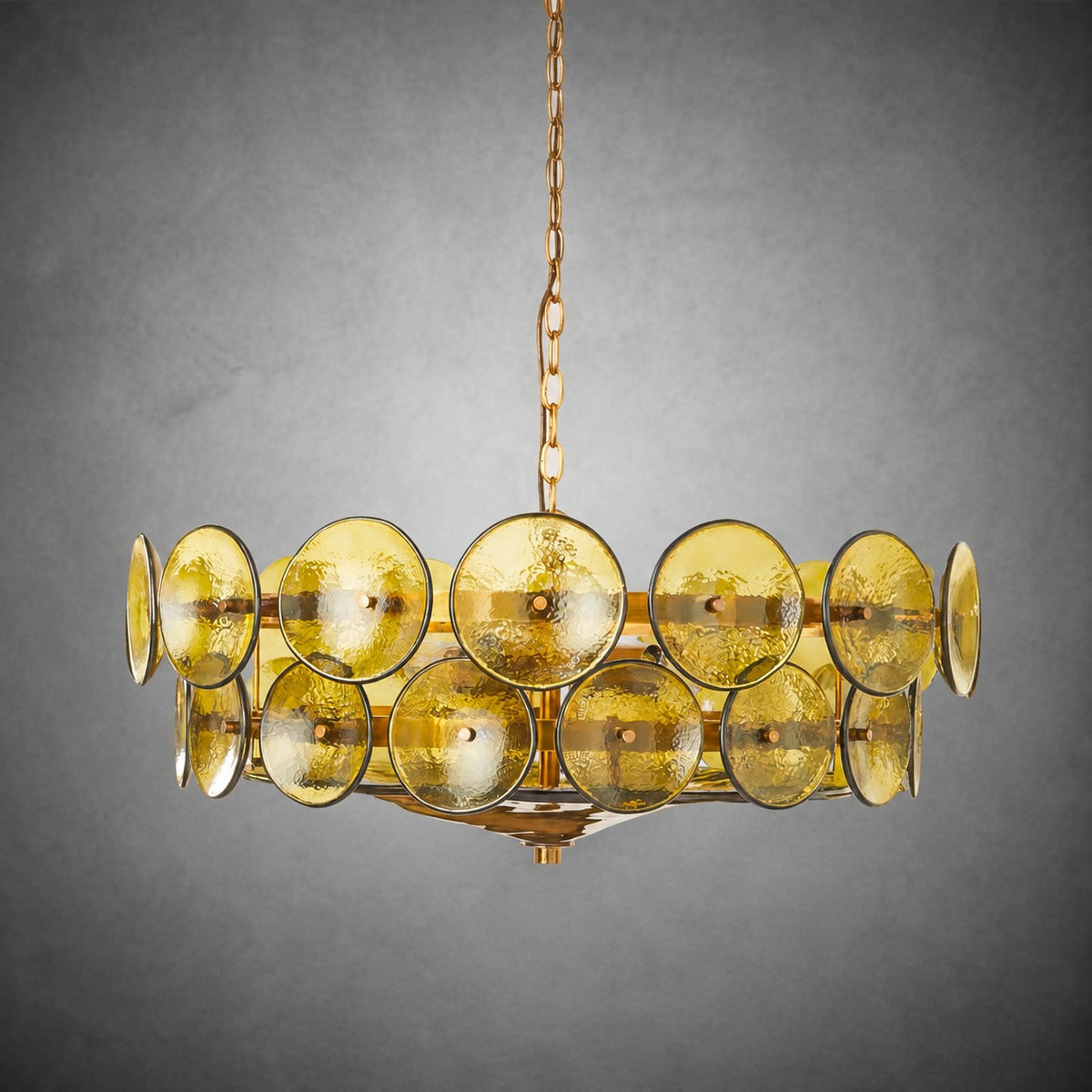 Solaris Amber Glass Disc Chandelier