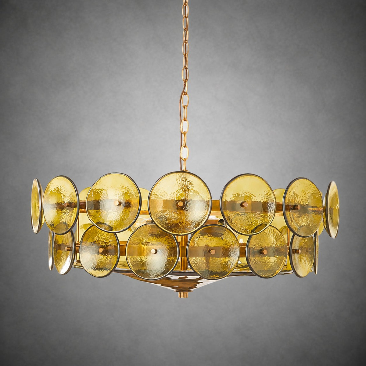 Solaris Amber Glass Disc Chandelier