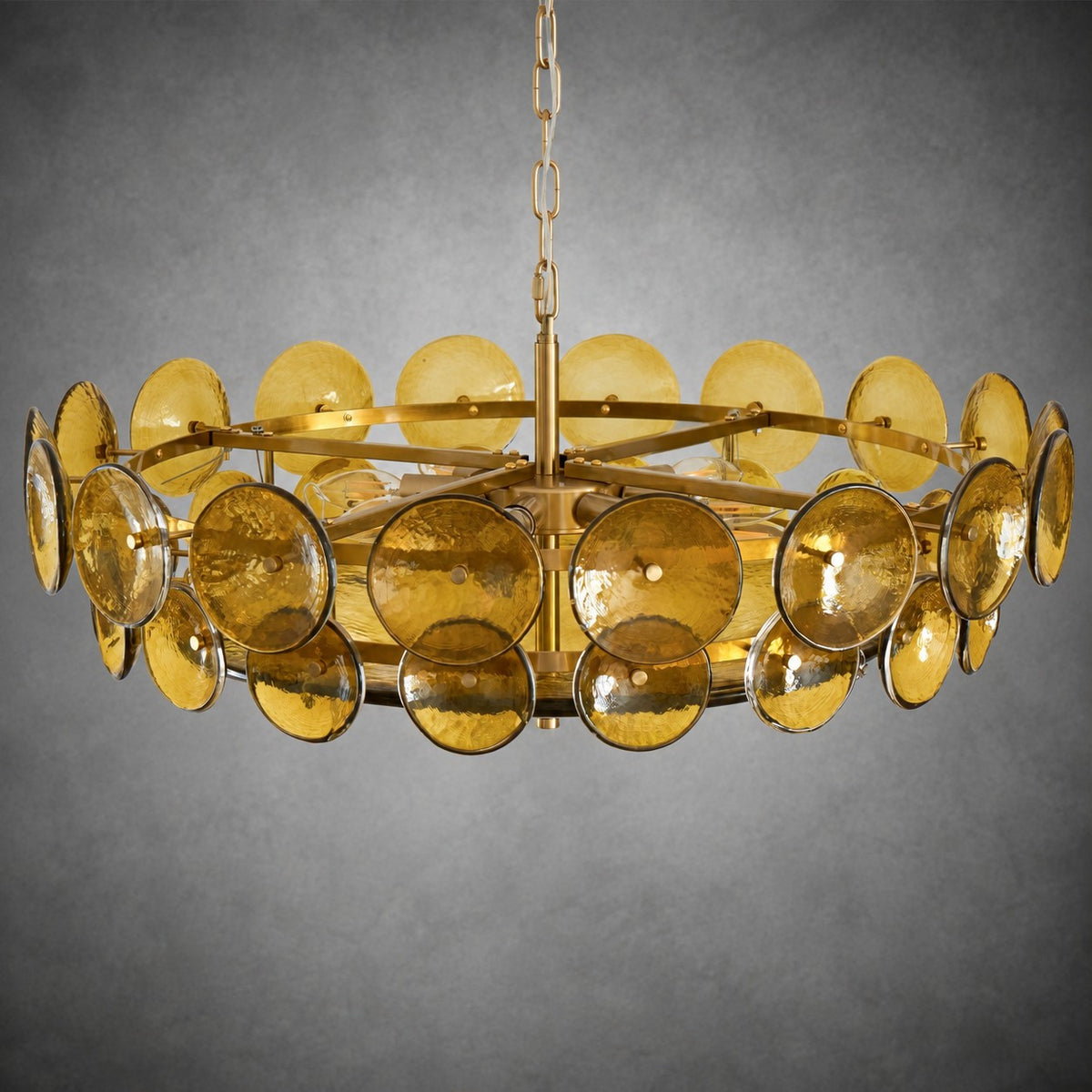 Solaris Amber Glass Disc Chandelier