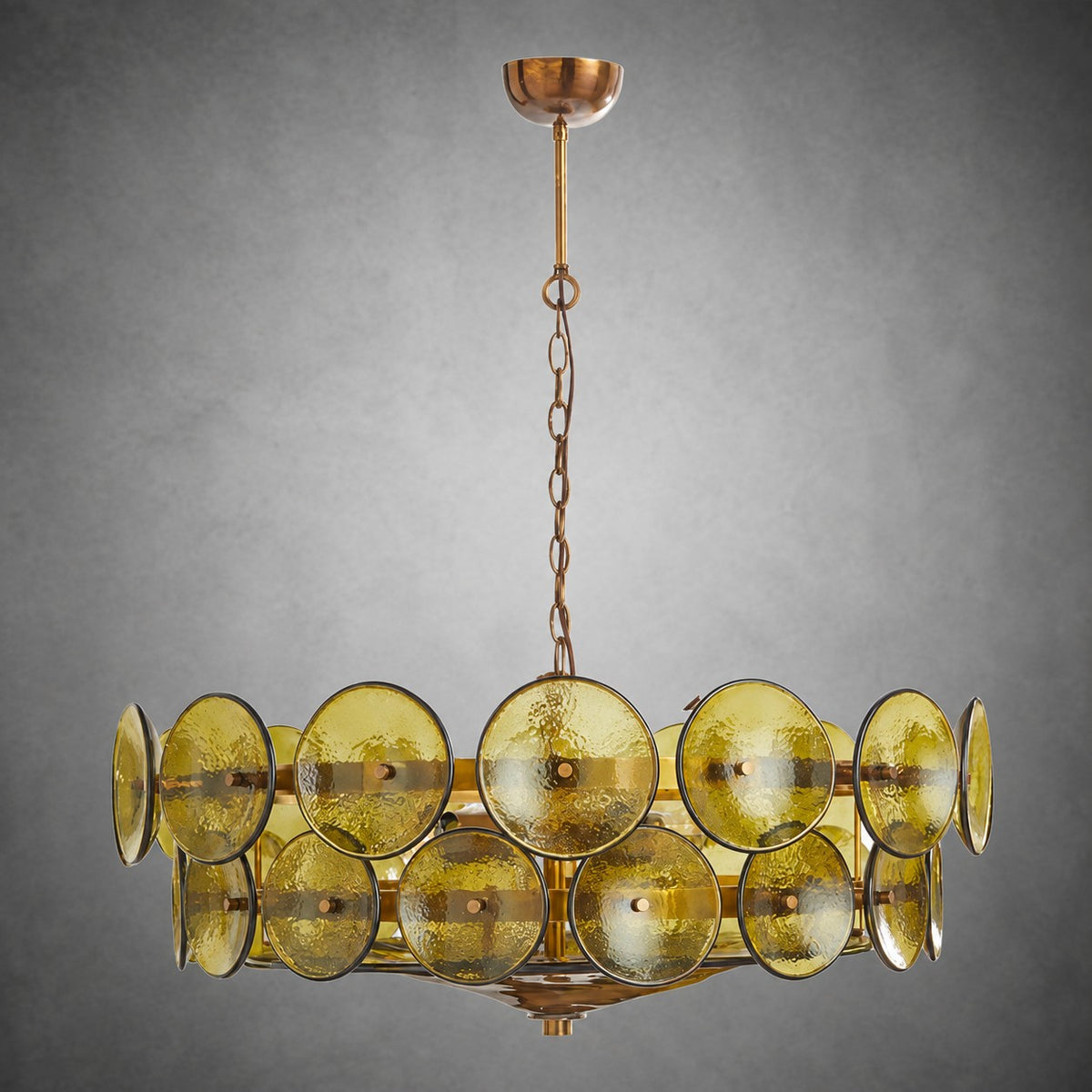Solaris Amber Glass Disc Chandelier