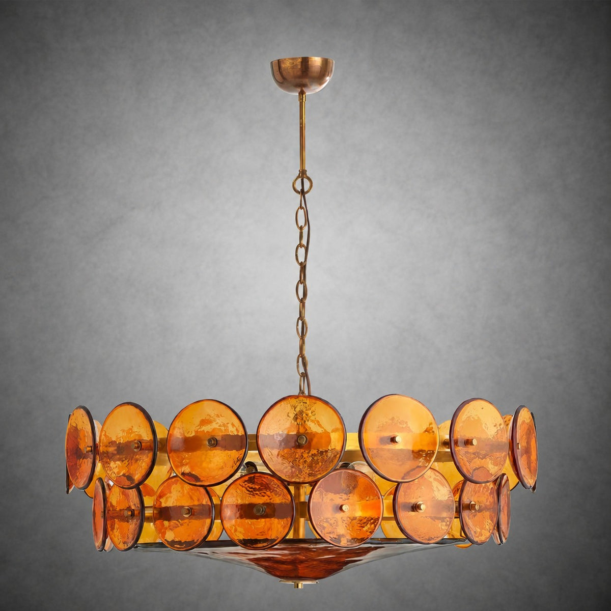 Solaris Amber Glass Disc Chandelier