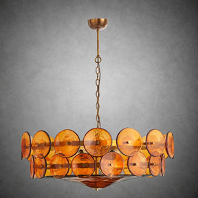 Solaris Amber Glass Disc Chandelier