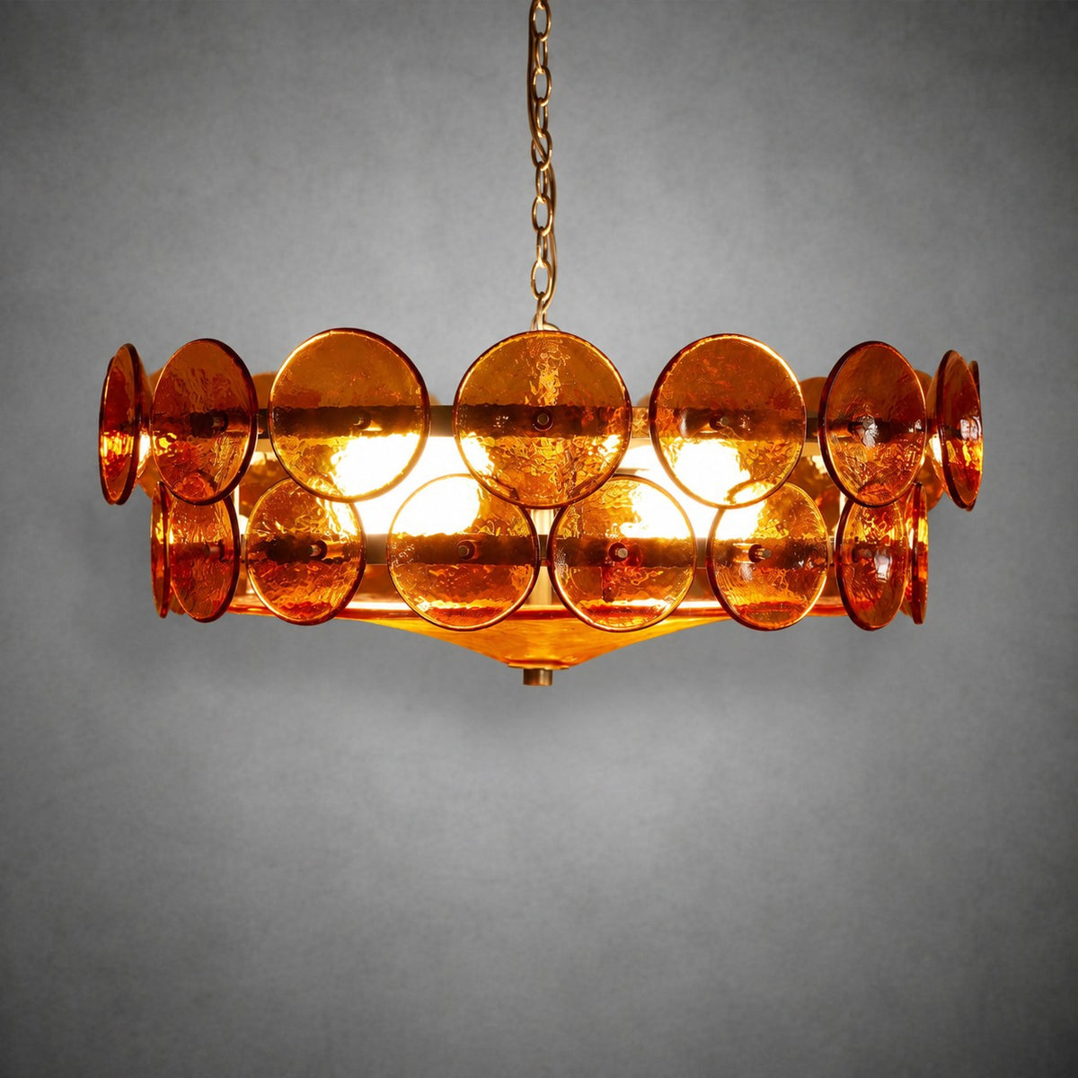 Solaris Amber Glass Disc Chandelier