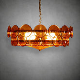 Solaris Amber Glass Disc Chandelier