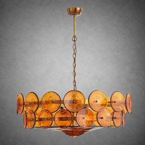 Solaris Amber Glass Disc Chandelier
