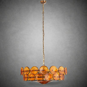Solaris Amber Glass Disc Chandelier