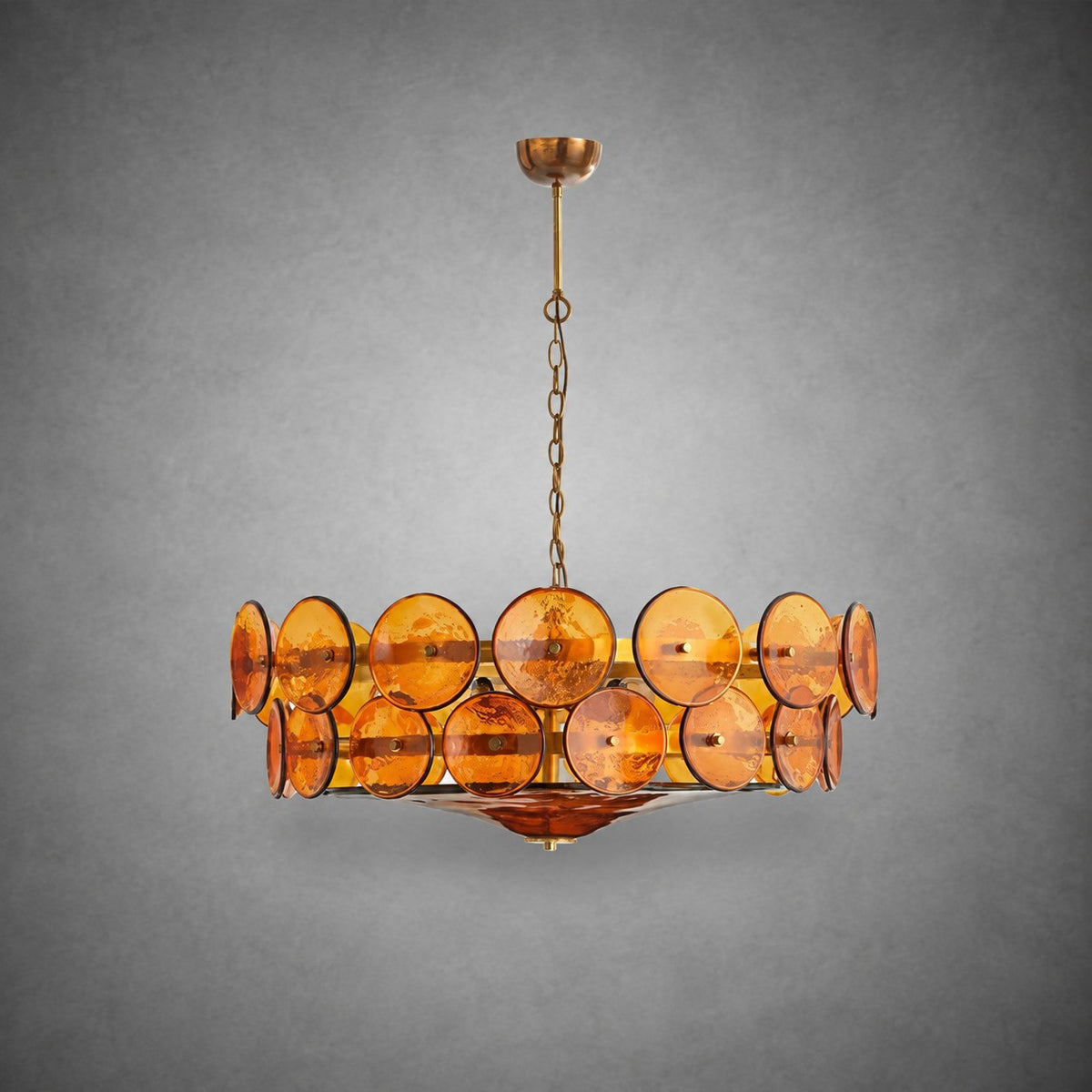 Solaris Amber Glass Disc Chandelier