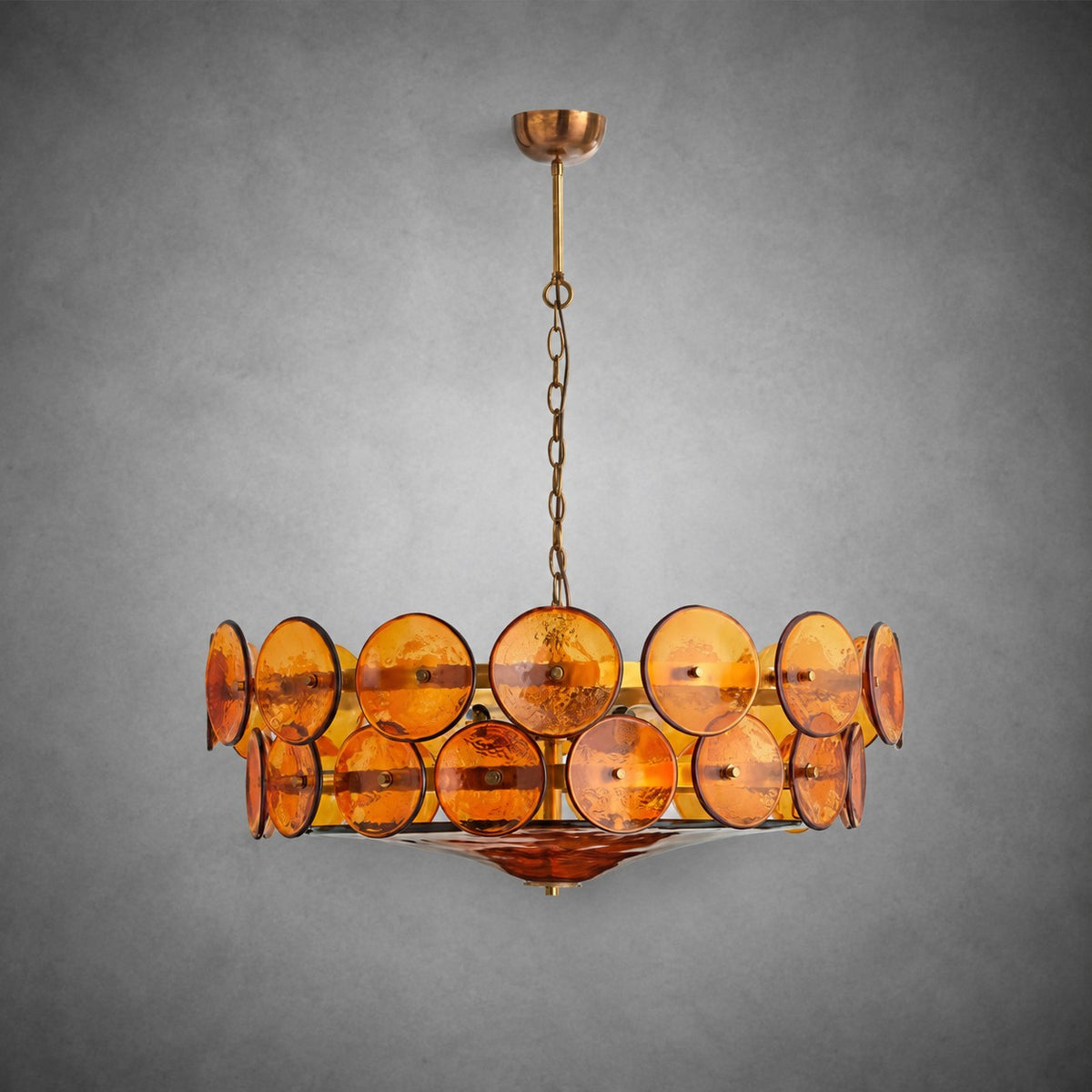 Solaris Amber Glass Disc Chandelier