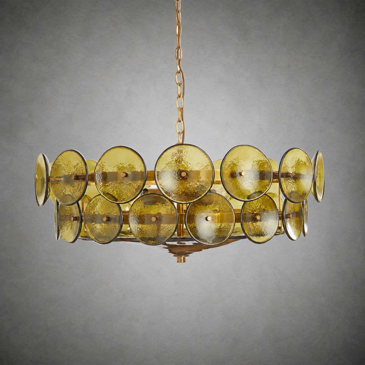 Solaris Amber Glass Disc Chandelier