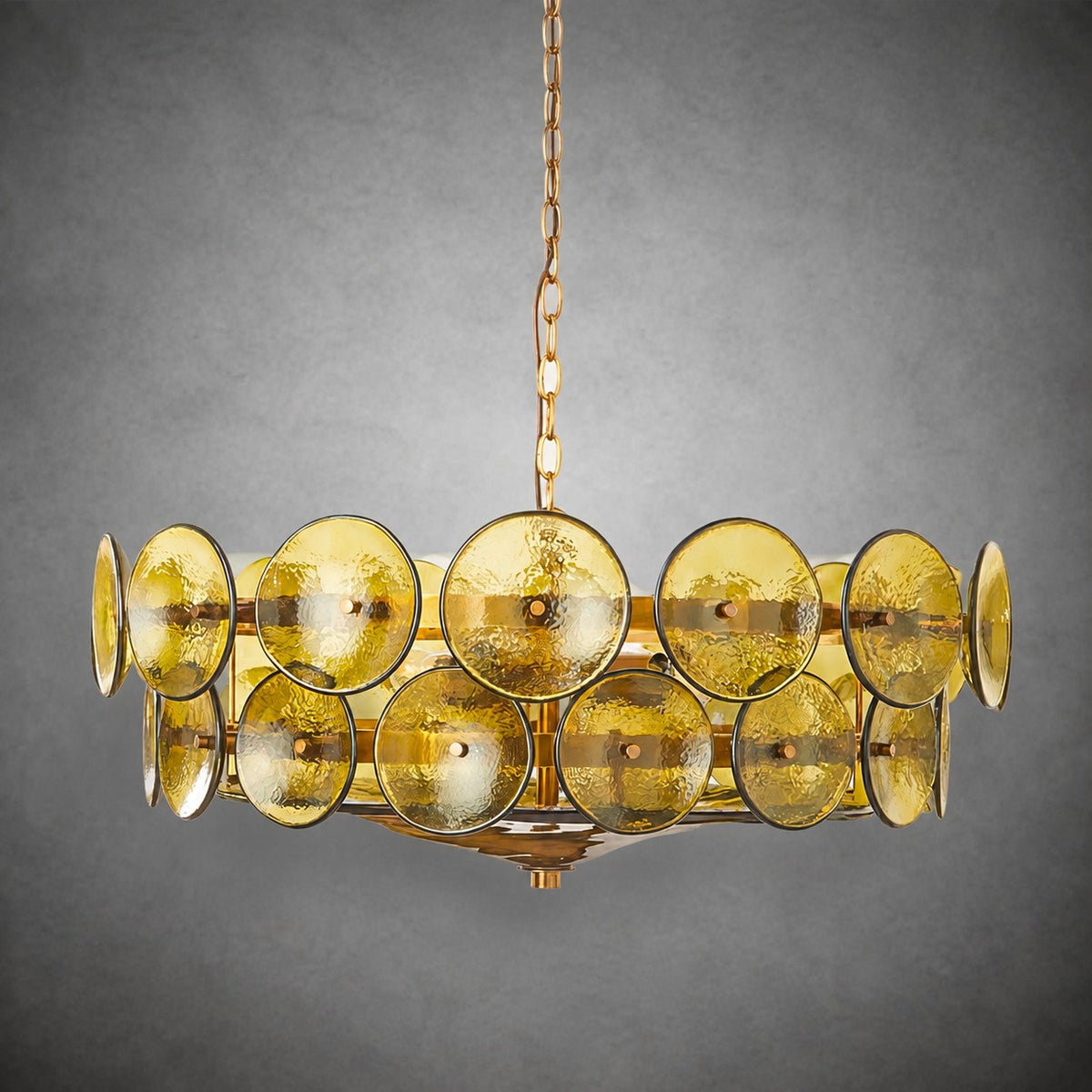Solaris Amber Glass Disc Chandelier