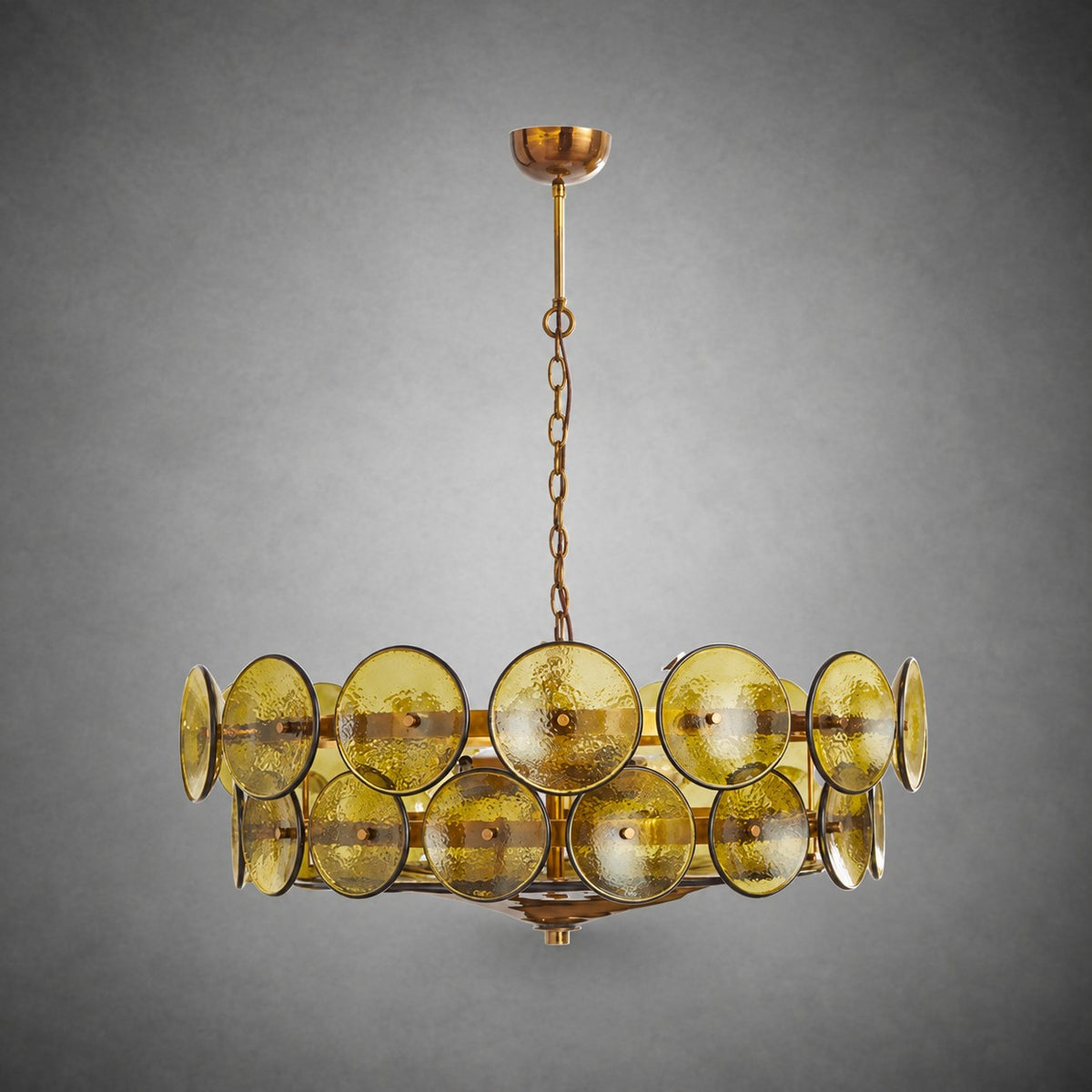 Solaris Amber Glass Disc Chandelier