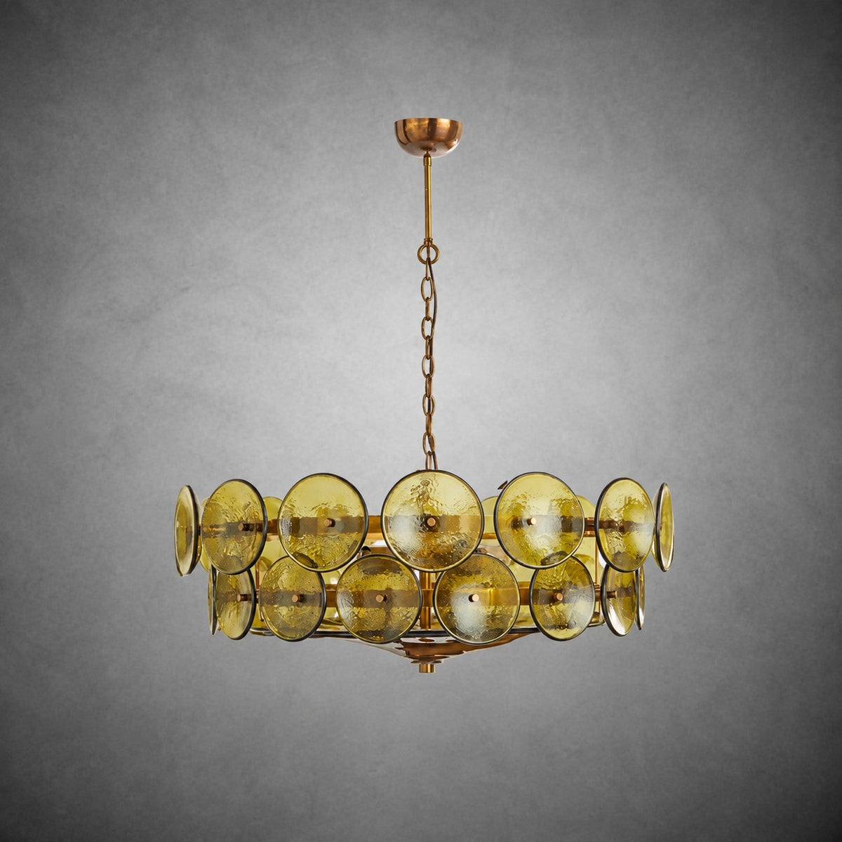 Solaris Amber Glass Disc Chandelier