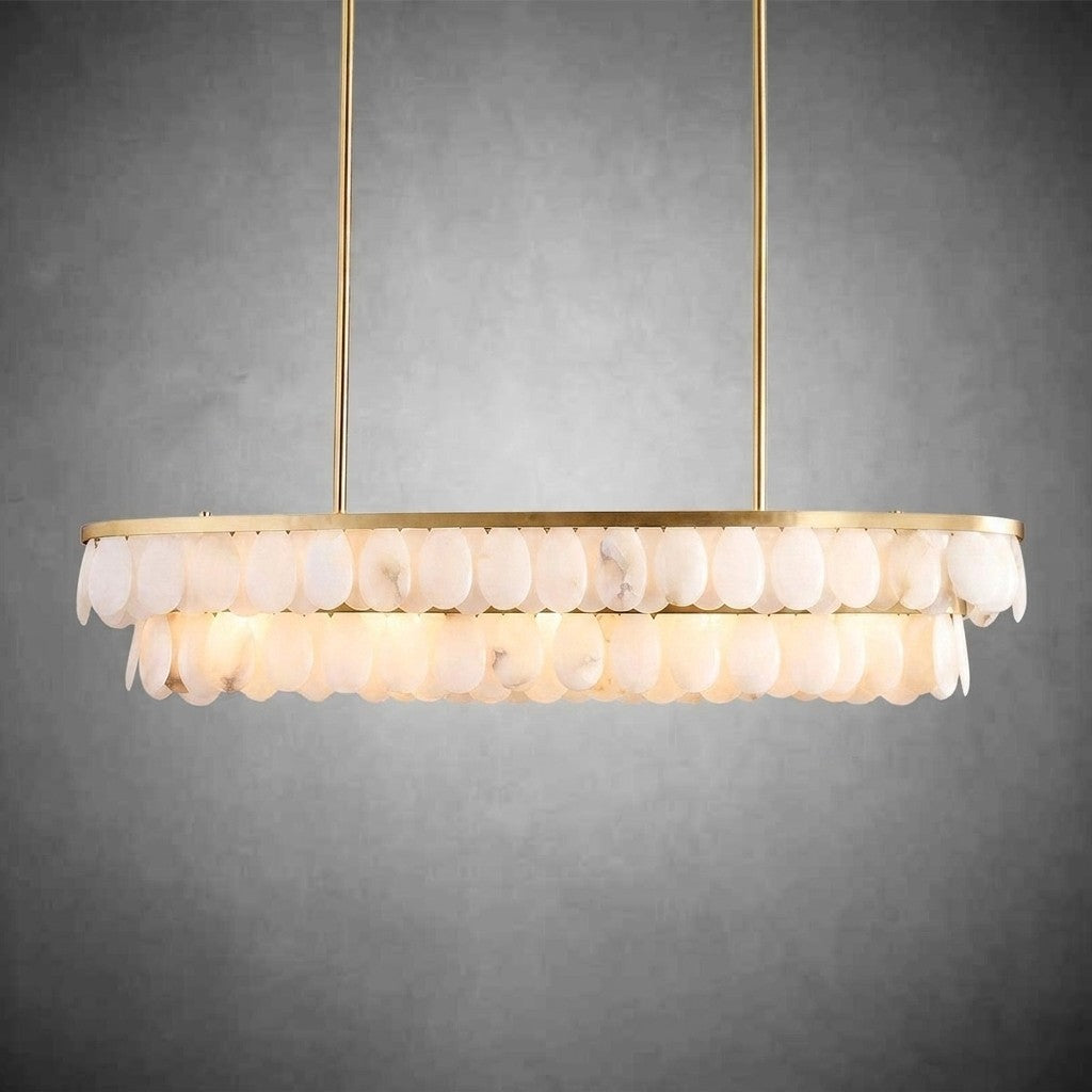 Solene Alabaster Linear Chandelier 45"
