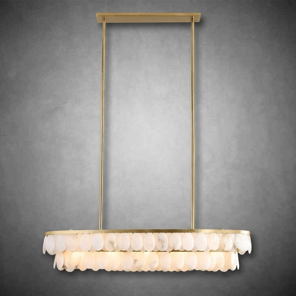 Solene Alabaster Linear Chandelier 45"