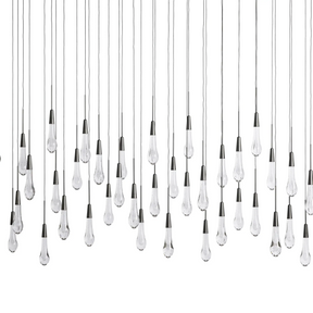 Solitaire Glass Linear Chandelier Lighting 37'' 50'' 70'' 87"W 120"W
