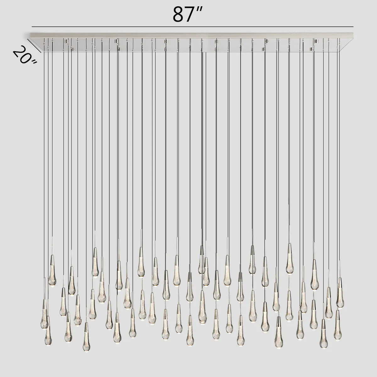 Solitaire Glass Linear Chandelier Lighting 37'' 50'' 70'' 87"W 120"W