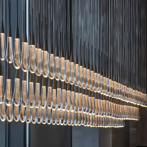 Solitaire Glass Linear Chandelier Lighting 37'' 50'' 70'' 87"W 120"W