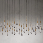 Solitaire Glass Linear Chandelier Lighting 37'' 50'' 70'' 87"W 120"W-Chandelier-Merlin Lamps-Brass-70"W-merlinlamps