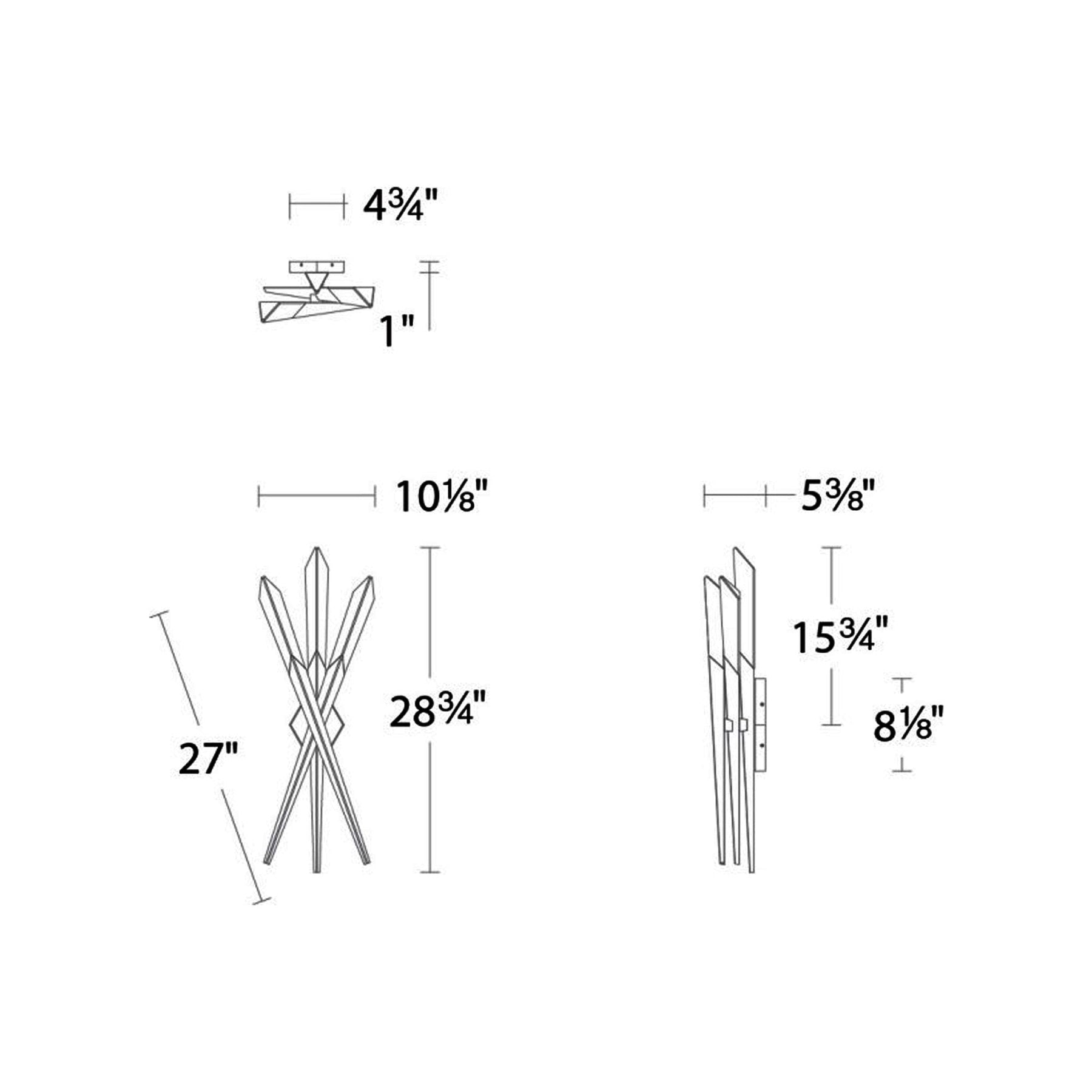 Solitude 3-Light LED Wall Light - line drawing.