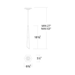 Solitude Mini LED Pendant Light - line drawing.
