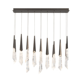 Solitude Linear LED Multi Pendant Light in Antique Nickel (14-Light).