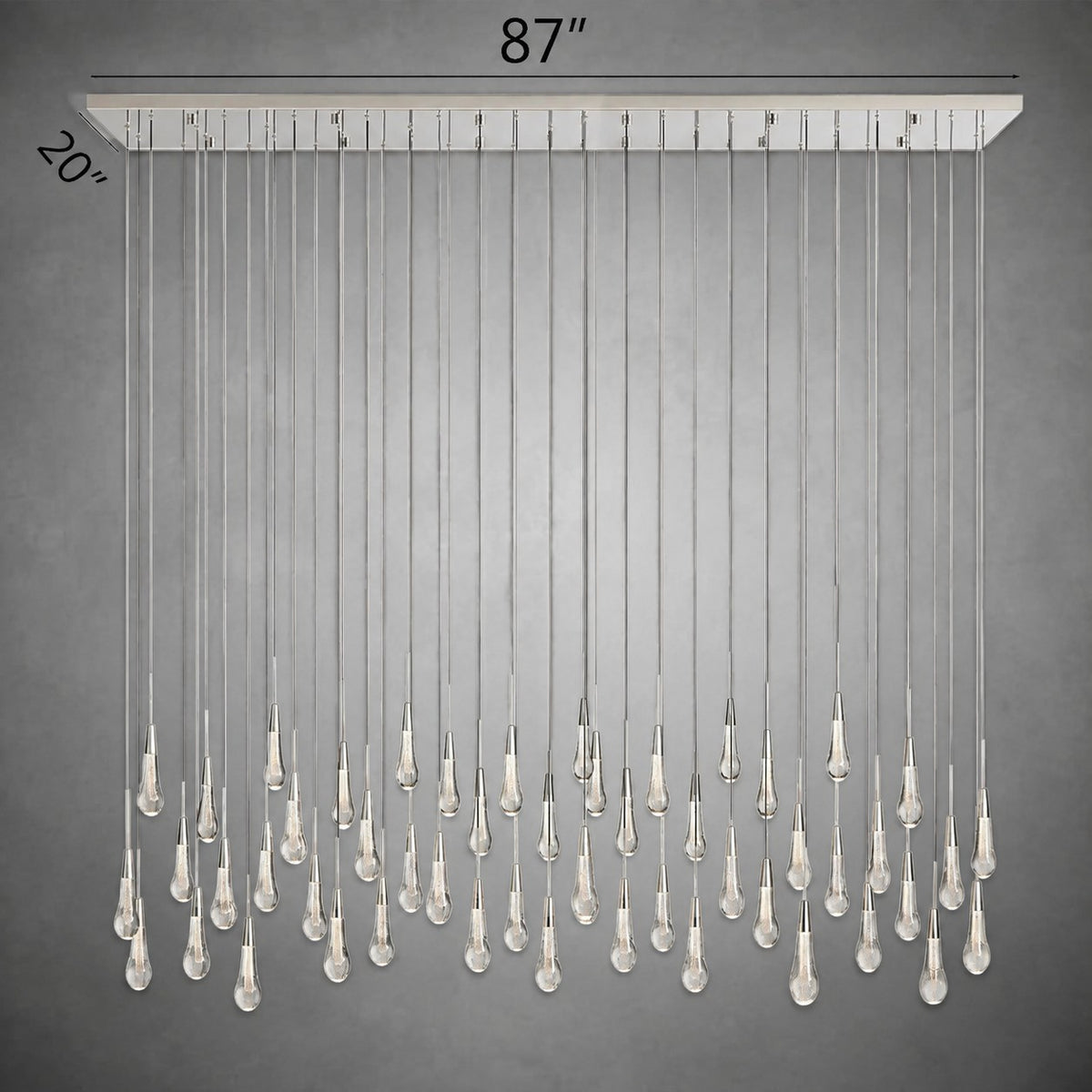 Soltaire Glass Linear Chandelier Lighting 37'' 50'' 70'' 87"W 120"W