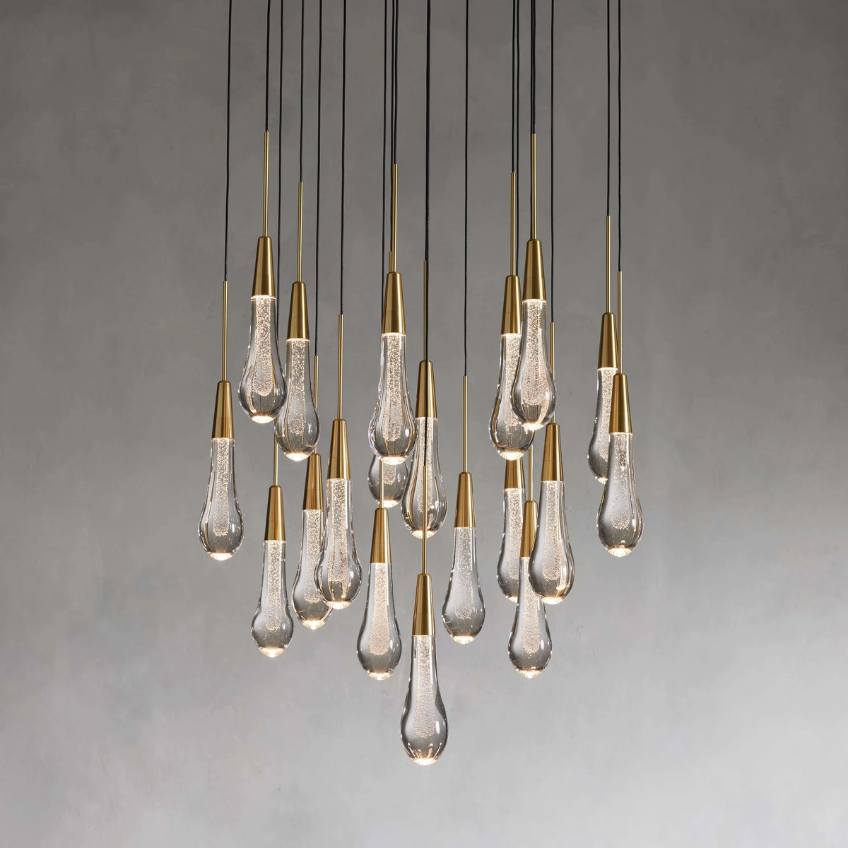 Soltaire Round Chandelier 17" 24" 36“ 58“-Chandeliers-Merlin Lamps-Brass-17"-merlinlamps