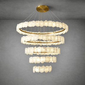 Spiral Alabaster Chandelier – Gold & White 4‑6 Layer Luxury Ceiling Light