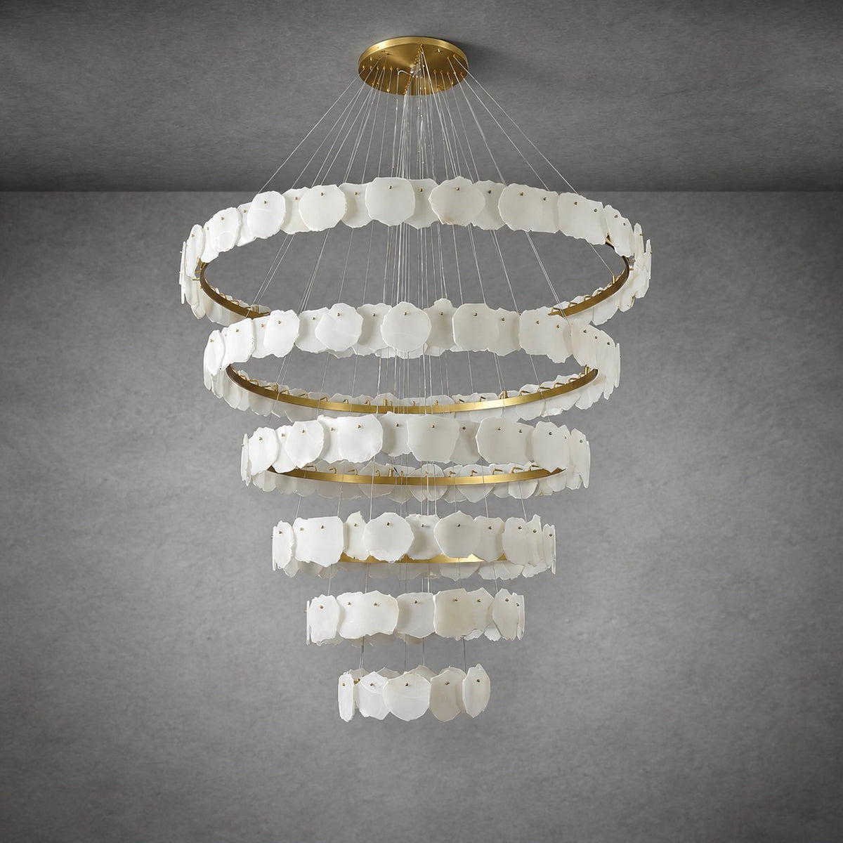Spiral Alabaster Chandelier – Gold & White 4‑6 Layer Luxury Ceiling Light