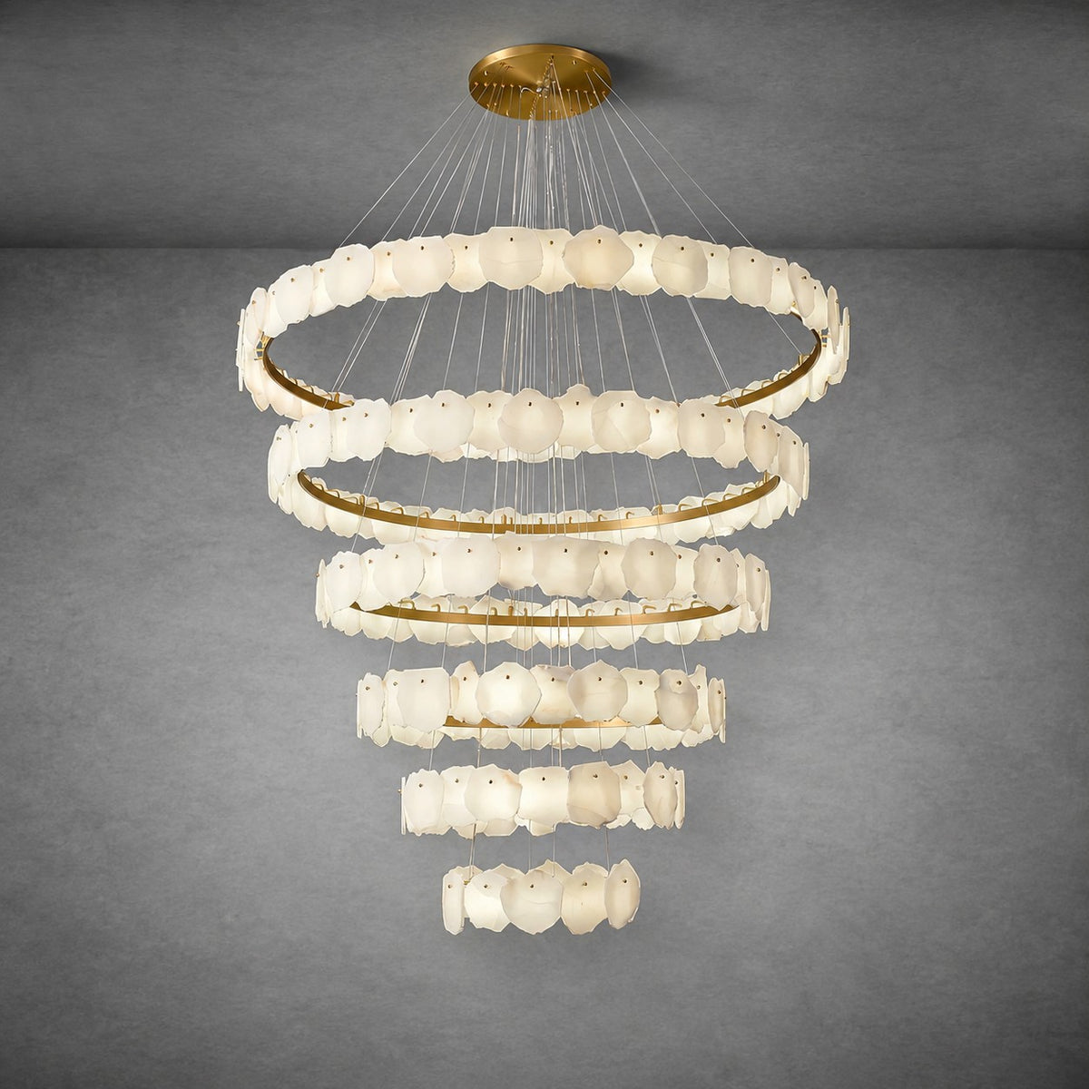 Spiral Alabaster Chandelier – Gold & White 4‑6 Layer Luxury Ceiling Light