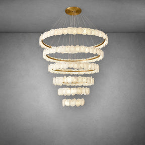 Spiral Alabaster Chandelier – Gold & White 4‑6 Layer Luxury Ceiling Light