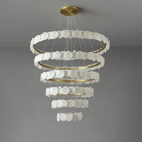 Ecliptica Spiral Alabaster Chandelier – Gold & White 4‑6 Layer Luxury Ceiling Light