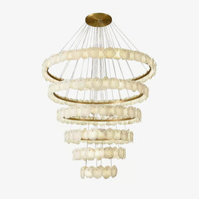 Ecliptica Spiral Alabaster Chandelier – Gold & White 4‑6 Layer Luxury Ceiling Light