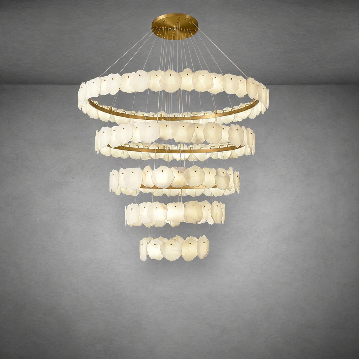 Spiral Alabaster Chandelier – Gold & White 4‑6 Layer Luxury Ceiling Light